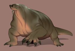 absurdres animal_focus brown_background claws combos_&amp;_doodles cotylorhynchus full_body highres no_humans original simple_background solo tail