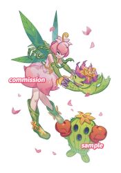 Rule 34 | boxing gloves, cactus, digimon, digimon (creature), fairy, flower, highres, lilimon, monster girl, nail polish, palmon, petals, plant, plant girl, sharp teeth, spines, tail, teeth, togemon