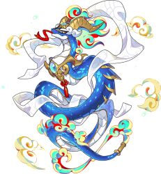 Rule 34 | blue gemstone, blue snake dragon (blue guardian) (dragon village), blue snake dragon (dragon village), cloud, dragon village (series), dragon village collection, game cg, gem, horns, no humans, official art, shawl, snake, tail, tail ornament, tail ring, third-party source, tongue, tongue out, transparent background, white shawl, yellow eyes