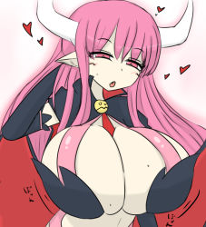 1girl breasts demon_girl disgaea empusa female_focus huge_breasts pink_hair solo succubus_(disgaea) tagme vaba