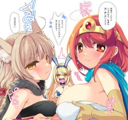 alternate_costume breasts dragon_quest highres large_breasts mythra_(xenoblade) nia_(xenoblade) pyra_(xenoblade) red_eyes red_hair small_breasts watsuki_ayamo xenoblade_chronicles_(series) xenoblade_chronicles_2