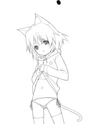 Rule 34 | 00s, 0123456789, 1girl, clothes lift, female focus, greyscale, monochrome, panties, sanya v. litvyak, shirt lift, side-tie panties, solo, strike witches, underwear, unfinished, world witches series