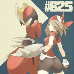 00s 1girl ass bad_id bad_twitter_id bike_shorts bisharp gen_5_pokemon gloves holding holding_poke_ball may_(pokemon) nintendo poke_ball pokemon pokemon_(creature) pokemon_rse shigino_sohuzi timer_ball
