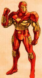 1boy armor bengus capcom clenched_hands full_armor game_cg helmet highres iron_man iron_man_(series) looking_to_the_side male_focus marvel marvel_vs._capcom marvel_vs._capcom_2 multicolored_armor non-web_source power_armor red_armor solo superhero_costume yellow_armor