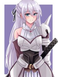 1girl artist_request blush grey_hair kaifuku_jutsushi_no_yarinaoshi_~sokushi_mahou_to_skill_copy_no_chouetsu_heal~ kureha_clyret long_hair smile