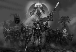 00s 2-ch 3boys 6+girls bitard creepy-tan dvach-tan iichan.ru long_sword mascot molniya-kun monochrome multiple_boys multiple_girls null-tan omsk ru-chans slavya-chan unyl-chan ussr-tan warhammer_40k weapon winged_doom zero-sama