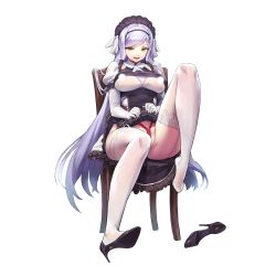 1girl :p black_lilith black_lilith_(last_origin) breasts censored censored_nipples chair dress elbow_gloves female_focus full_body game_cg gloves high_heels highres kakiman large_breasts last_origin long_hair looking_at_viewer maid maid_headdress naughty_face nipple_slip nipples official_art open_mouth see-through_clothes shibari shibari_under_clothes shoes silver_hair single_shoe sitting smile solo tachi-e thighhighs tongue tongue_out transparent_background very_long_hair white_gloves white_thighhighs yellow_eyes