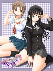 2girls amagami black_hair blue_eyes braid brown_eyes brown_hair hairband keito kimi_kiss mizusawa_mao morishima_haruka school_uniform twin_braids multiple_girls