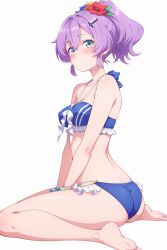 1girl azur_lane bikini blue_bikini javelin_(azur_lane) purple_hair simple_background swimsuit