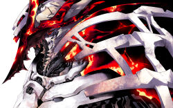 armor commentary_request fantasy fire highres mecha mecha_focus no_humans original robot science_fiction simple_background solo sumi_keiichi white_background