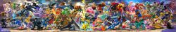 6+boys 6+girls absolutely_everyone absurdres angel_wings animal_crossing arm_cannon banana bayonetta bayonetta_(series) bayonetta_2 blouse blue_tunic bow_(weapon) bowser bowser_jr. breath_weapon breathing_fire bug butterfly capcom cape captain_falcon charizard cloud_strife coat colored_skin copyright_name corrin_(fire_emblem) corrin_(male)_(fire_emblem) creatures_(company) dark_pit dark_skin deku_shield diddy_kong dog_(duck_hunt) donkey_kong donkey_kong_(series) donkey_kong_country dr._mario dr._mario_(game) drawing_bow dual_persona duck_(duck_hunt) duck_tales egg electricity epic everyone f-zero falco_lombardi family_computer_robot fang final_fantasy final_fantasy_vii fire fire_emblem fire_emblem:_mystery_of_the_emblem fire_emblem:_path_of_radiance fire_emblem:_the_binding_blade fire_emblem_awakening fire_emblem_fates flame-tipped_tail flying flying_kick food fox_mccloud fruit galaxia_(sword) game_&amp;_watch game_freak ganondorf gen_1_pokemon gen_2_pokemon gen_4_pokemon gen_6_pokemon glasses green_hat green_shirt green_skin green_tunic greninja hammer hat headband helmet highres holding holding_bow_(weapon) holding_weapon huge_filesize ice_climber ice_climbers ike_(fire_emblem) incredibly_absurdres inkling inkling_girl inkling_player_character insect ivysaur jewelry jigglypuff kicking kid_icarus king_dedede kirby kirby_(series) legendary_pokemon link long_image lucario lucas_(mother_3) luigi luma_(mario) mario mario_(series) marth_(fire_emblem) mega_man_(character) mega_man_(classic) mega_man_(series) meta_knight metal_gear_(series) metal_gear_solid metroid mewtwo mii_(nintendo) mii_brawler mii_gunner mii_swordfighter monkey monster mother_(series) mother_2 mother_3 mr._game_&amp;_watch multiple_boys multiple_girls multiple_persona nana_(ice_climber) necklace ness_(mother_2) nintendo official_art overalls pac-man pac-man_(game) pichu pikachu pink_coat pink_shoes pit_(kid_icarus) pointy_ears poke_ball poke_ball_(basic) pokemon pokemon_(creature) ponytail popo_(ice_climber) princess_daisy princess_peach princess_zelda red_(pokemon) red_hat red_shirt ridley robin_(fire_emblem) robin_(male)_(fire_emblem) rosalina roy_(fire_emblem) ryu_(street_fighter) samus_aran sheik shield shirt shoes shulk_(xenoblade) sitting solid_snake sonic_(series) sonic_the_hedgehog splatoon_(series) splattershot_(splatoon) squirtle standing standing_on_one_leg star_fox street_fighter striped_clothes striped_shirt super_smash_bros. sword the_legend_of_zelda the_legend_of_zelda:_breath_of_the_wild thick_eyebrows toon_link torn_clothes torn_sleeves tunic varia_suit villager_(animal_crossing) wario warioware weapon white_legwear white_skin wide_image wii_fit wii_fit_trainer wii_fit_trainer_(female) wings wolf_o&#039;donnell wooden_shield xenoblade_chronicles_(series) xenoblade_chronicles_1 yoshi young_link zero_suit