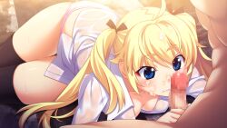 1boy 1girl abs ahoge bathroom black_ribbon black_thighhighs blonde_hair blue_eyes blush bottomless breast_press breasts censored cleavage collarbone collared_shirt completely_nude cum cum_on_body cum_on_hair dutch_angle erection eyebrows_hidden_by_hair faceless faceless_male facial frilled_panties frills game_cg grisaia_(series) grisaia_no_kajitsu hair_between_eyes hair_flaps hair_intakes hair_over_shoulder hair_ribbon handjob hetero kazami_yuuji long_eyelashes long_hair long_sleeves looking_at_another looking_at_penis lying matsushima_michiru medium_breasts messy_hair mixed-sex_bathing mosaic_censoring muscular muscular_male non-web_source nude official_art on_side panties parted_hair partially_unbuttoned penis pink_panties pov raised_eyebrows ribbon see-through_clothes shared_bathing shirt sidelocks skindentation sparkling_eyes sweat thick_eyelashes thighhighs thighs toned toned_male twintails underwear watanabe_akio wavy_mouth wet wet_clothes wet_shirt white_shirt wide-eyed