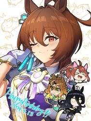 Rule 34 | &gt; &lt;, 4girls, :d, agnes tachyon (umamusume), ahoge, animal ears, black coat, black gloves, black pantyhose, black skirt, black tail, blush, bow, bowtie, braid, brown hair, brown tail, chibi, closed mouth, coat, collared shirt, commentary request, cropped jacket, dantsu flame (umamusume), dated, ear covers, ear ornament, ear ribbon, earrings, expressionless, frilled gloves, frills, gloves, gold bowtie, green socks, grey skirt, hair between eyes, hair ornament, hairclip, half up braid, happy birthday, holding, holding test tube, horse ears, horse girl, horse tail, horseshoe ornament, jacket, jam (umamusume), jewelry, jungle pocket (umamusume), long hair, long hair between eyes, long sleeves, looking at viewer, loose socks, manhattan cafe (umamusume), medium hair, multicolored hair, multiple girls, necktie, one eye closed, open mouth, pantyhose, puffy short sleeves, puffy sleeves, purple shirt, red eyes, riko (ri cotta c), running, shirt, short sleeves, single earring, skirt, smile, socks, solo focus, split mouth, streaked hair, sweatdrop, tail, test tube, umamusume, upper body, very long hair, white gloves, white hair, white shirt, worried, xd, yellow bow, yellow bowtie, yellow eyes, yellow jacket, yellow necktie
