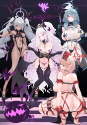 4girls :o absurdly_long_hair absurdres ahoge ako_(blue_archive) alternate_costume anus anus_peek areola_slip arm_tattoo ass back bare_shoulders barefoot bat_(animal) bdsm black-framed_eyewear black_garter_straps black_gloves black_shoes black_slingshot_swimsuit black_thighhighs blue_archive blue_eyes blue_hair blush bondage bondage_outfit bound bound_arms bracelet breasts brown_eyes brown_hair chain chinatsu_(blue_archive) cleavage clipboard closed_mouth commentary covered_erect_nipples covered_pussy crotch_zipper dark-skinned_female dark_skin demon_girl demon_horns demon_tail demon_wings detached_collar dishwasher1910 earrings elbow_gloves english_commentary from_behind full_body fur_trim garter_straps glasses gloves gluteal_fold grey_hair groin hair_ornament hair_over_one_eye halo hand_up hat head_tilt heart heart_panties heart_pasties heart_print highres hina_(blue_archive) holding holding_clipboard holding_pen holding_syringe holding_table holster horns iori_(blue_archive) jewelry knees_together_feet_apart large_breasts long_hair looking_at_viewer looking_back low_wings medium_breasts messy_hair multiple_girls multiple_horns navel nurse nurse_cap one_eye_covered open_mouth panties parted_bangs parted_lips partially_visible_vulva pasties pen pink_hair platform_shoes pointy_ears prefect_team_(blue_archive) print_panties pubic_hair pubic_hair_peek pubic_tattoo purple_eyes purple_halo rectangular_eyewear red_eyes red_halo revealing_clothes see-through_clothes shoes short_hair skull_hair_ornament skull_tattoo slingshot_swimsuit spiked_bracelet spikes squatting standing stomach string_panties swimsuit syringe syringe_earrings tail tattoo thigh_gap thigh_holster thighhighs thighs topless_female transparent twintails underwear very_long_hair white_panties wings zipper zipper_pull_tab