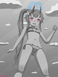 Rule 34 | 1girl, bikini, blue archive, breasts, chise (blue archive), chise (swimsuit) (blue archive), full body, halo, hentarise, hip focus, horns, long hair, navel, swimsuit, underwear