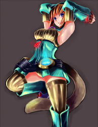 1girl armpits arms_up boots breath_of_fire breath_of_fire_v female_focus knee_boots lin lin_(breath_of_fire) omega.ep solo tail thighhighs
