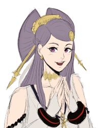 Rule 34 | fingertips together, fire emblem, fire emblem fates, hair comb, linasart, nintendo, onmyoji, orochi (fire emblem), purple eyes, purple hair, sketch