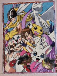 Rule 34 | absurdres, angel, angel girl, angewomon, animal ears, cat, cat ears, digimon, digimon (creature), digimon adventure, gloves, head wings, highres, holy ring, long hair, mask, nyaromon, plotmon, tail, tailmon, wings, yagami hikari