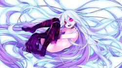 1girl ass female_focus flat_chest gele glowing glowing_eyes highres jill_(rance_series) loli long_hair nude official_art onono_imoko open_mouth rance_(series) rance_03_leazas_kanraku solo transparent_background
