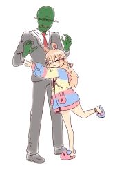 Rule 34 | 1girl, 4chan, absurdres, animal ears, anonymous (4chan), blue ribbon, braid, formal clothes, highres, hug, jacket, long hair, open clothes, open jacket, phase connect, pink eyes, pink hair, pink ribbon, pipkin pippa, rabbit ears, rabbit girl, ribbon, slippers, suit, sweater, virtual youtuber