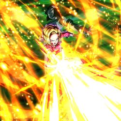 1boy 1girl android_17 android_18 barrier black_hair blonde_hair blue_eyes brother_and_sister dragon_ball dragon_ball_legends dragon_ball_super ki_blast official_art serious siblings tournament_of_power