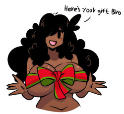 bro-girl dark-skinned_female dark_skin highres mole mole_under_eye murgoten ribbon