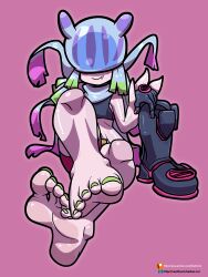 Rule 34 | boots, unworn boots, digimon, digimon (creature), fang, feet, foot focus, highres, jellyfish girl, monster girl, reathroch, shoes, unworn shoes, tentacle hair, tentacles, teslajellymon