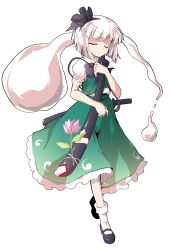 1girl black_bow black_bowtie black_hairband black_shoes blunt_bangs bow bow_hairband bowtie closed_eyes closed_mouth commentary_request dairi frilled_skirt frills full_body green_skirt green_vest hairband holding holding_sword holding_weapon katana konpaku_youmu konpaku_youmu_(ghost) large_variant_set mary_janes shirt shoes short_hair short_sleeves skirt skirt_set socks solo standing sword touhou transparent_background variant_set vest weapon white_hair white_shirt white_socks