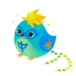 Rule 34 | alternate form, anchor tattoo, bird, blonde hair, blue fur, claws, marco (one piece), one piece, pikaole, simple background, sparkle, tail, tattoo, white background