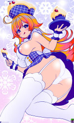 cake chef cook escoffier_(genshin_impact) food genshin_impact lucky-jj maid simple_background tagme upskirt waitress