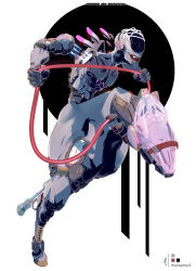 1other absurdres black_background detached_arm electricity enrico_pucci full_body highres jojo_no_kimyou_na_bouken kurobameiyos made_in_heaven_(stand) smile stand_(jojo) stone_ocean two-tone_background watch white_background
