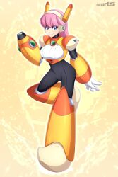 1girl absurdres artist_request blue_eyes highres long_hair mega_man_(series) mega_man_maverick_hunter_x mega_man_x_(series) minerva_(mega_man) pink_hair smile