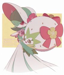 artist_name bob_cut bonnet bow colored_skin dress eldegoss eldegoss_(fashionable) flower gardevoir gardevoir_(fashionable) gen_3_pokemon gen_8_pokemon green_hair green_skin hair_over_one_eye hat multicolored_skin nintendo pink_bow pokemon pokemon_(creature) pokemon_unite sg_(suuchan) signature smile two-tone_skin white_dress white_hat white_skin