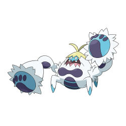Rule 34 | animal focus, antenna hair, artist request, closed eyes, crabominable, full body, gen 7 pokemon, nintendo, no humans, official art, open mouth, pokemon, pokemon (creature), pokemon focus, pokemon sm, simple background, solo, teeth, third-party source, white background
