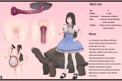 1girl absurdres age_mention animal_penis bestiality breasts egg eggplant english_text full_body highres huge_filesize korean loli long_hair mr.takealook multiple_views non-web_source nude original penis pregnant pussy small_breasts standing toon_(style) turtle vaginal x-ray