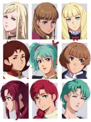 Rule 34 | blonde hair, blue eyes, brown hair, char&#039;s counterattack, christina mackenzie, dianna soreil, dress, earrings, earth federation, enelous, flay allster, four murasame, gigi andalusia, gundam, gundam 0080, gundam hathaway&#039;s flash, gundam seed, gundam wing, hair behind ear, highres, jewelry, long hair, looking at viewer, mirai yashima, mobile suit gundam, open mouth, quess paraya, relena peacecraft, short hair, smile, triangle earrings, turn a gundam, twintails, white dress, zeta gundam