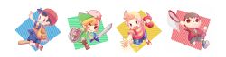 4boys animal_crossing black_hair blonde_hair brown_hair crossover highres link lucas_(mother_3) male_focus mother_(series) mother_2 mother_3 multiple_boys ness_(mother_2) nintendo pig rope_snake short_hair super_smash_bros. the_legend_of_zelda the_legend_of_zelda:_the_wind_waker toon_link villager_(animal_crossing)