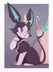1boy :3 animal_focus animal_sexualization bandana bandana_around_neck bestiality border cat claws closed_mouth cum ejaculation erection fangs fangs_out full_body glasses grey_background hand_up happy kekitopu league_of_legends looking_at_another looking_back outside_border paw_pose penis pince-nez projectile_cum purple_eyes round_eyewear simple_background sitting smile solo_focus tail tailjob testicles tongue tongue_out veins veiny_penis white_border yellow_bandana yuumi_(league_of_legends)