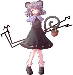 1girl alphes_(style) animal_ears arm_at_side basket black_dress blue_capelet blush capelet closed_eyes commentary_request crying dairi dowsing_rod dress full_body grey_hair holding holding_with_tail jewelry large_variant_set long_sleeves mouse_(animal) mouse_ears mouse_tail nazrin necklace open_mouth parody pendant prehensile_tail short_hair solo style_parody tachi-e tail touhou transparent_background variant_set
