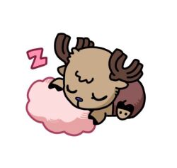 1boy antlers blue_nose closed_eyes cotton_candy full_body guaguapiu horns male_focus one_piece reindeer_antlers shorts sleeping solo tony_tony_chopper zzz