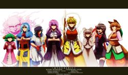 &gt;:( animal_ears animal_print arms_behind_back black_hair blonde_hair blue_eyes blue_hair bow bowtie breasts clenched_hand dress frilled_dress frilled_sleeves frills futatsuiwa_mamizou glasses green_eyes green_hair grey_hair grin hat highres hijiri_byakuren hood houjuu_nue jewelry kasodani_kyouko kesa koyubi_(littlefinger1988) kumoi_ichirin layered_dress letterboxed long_sleeves looking_at_another looking_at_viewer midriff mouse_ears multicolored_hair multiple_girls murasa_minamitsu nazrin one_eye_covered own_hands_together pendant pink_dress polearm purple_hair raccoon_tail red_shirt sailor_collar sailor_hat shaded_face shirt short_hair short_sleeves shorts smile smirk spear tail tiger_print toramaru_shou touhou unzan weapon wide_sleeves