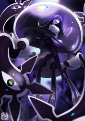 1girl absurdres black_hair blonde_hair commentary dress english_commentary evil_smile eyelashes full_body highres kyonart long_hair looking_at_viewer lusamine_(pokemon) lusamine_fused_(pokemon) multicolored_hair nintendo pokemon pokemon_sm sleeveless sleeveless_dress smile solo tentacles two-tone_hair very_long_hair white_dress yellow_eyes
