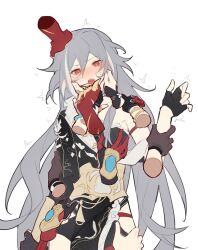 Rule 34 | 6+girls, arm grab, blush, bracelet, brown garter straps, chinese clothes, chinese commentary, claws, dual persona, female pov, fingerless gloves, fu hua, fu hua (blood voivode), fu hua (garuda), fu hua (hawk of the fog), fu hua (night squire), fu hua (phoenix), fu hua (rustic noir), fu hua (shadow knight), fu hua (valkyrie accipiter), gloves, grabbing another&#039;s breast, grey hair, groping, hair between eyes, hand on another&#039;s cheek, hand on another&#039;s chin, hand on another&#039;s face, hand on another&#039;s head, hand on another&#039;s shoulder, haruka (rsyaooooo), highres, honkai (series), honkai impact 3rd, jewelry, long hair, multicolored hair, multiple girls, open mouth, pov, pov hands, red eyes, red gloves, simple background, streaked hair, thigh grab, upper body, very long hair, white background, yuri