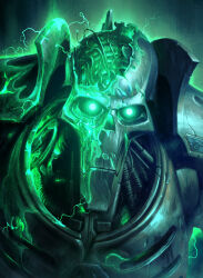 alien cable cyborg darren_tan electricity energy highres looking_at_viewer magic necron no_humans official_art portrait warhammer_40k warhammer_40k:_conquest