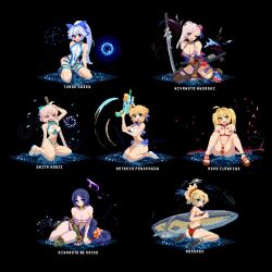 6+girls animated artoria_pendragon_(fate) ass bikini black_background blonde_hair breasts cleavage fate/grand_order fate_(series) highres large_breasts looping_animation minamoto_no_raikou_(fate) minamoto_no_raikou_(fate/grand_order) minamoto_no_raikou_(swimsuit_lancer)_(fate) miyamoto_musashi_(fate) mordred_(fate) multiple_girls nero_claudius_(fate) nero_claudius_(swimsuit_caster)_(fate) okita_souji_(fate) one_eye_closed pixel_art red_eyes seiza shirosu sitting surfboard swimsuit sword tagme tomoe_gozen_(fate) tomoe_gozen_(swimsuit_saber)_(fate) video wariza weapon white_hair yokozuwari