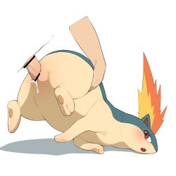 1girl censored creatures_(company) cum cum_in_pussy game_freak gen_2_pokemon highres nintendo open_mouth penis pokemon pokemon_(creature) pussy quilava red_eyes sex youjo_modoki