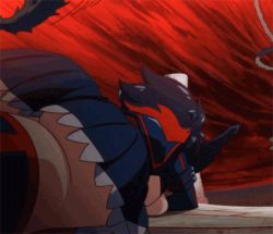 10s 1girl animated animated_gif ass black_hair breasts female_focus gamagoori_ira kill_la_kill lowres matoi_ryuuko multicolored_hair open_clothes senketsu skirt solo spanked spanking streaked_hair whip
