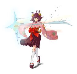 1girl ahoge animal_ears bell bow brown_eyes brown_hair brown_sandals brown_skirt cat_ears cat_girl closed_mouth commentary english_commentary full_body hair_bell hair_ornament hair_ribbon holding holding_mahjong_tile ichihime japanese_clothes jingle_bell kimono lace-trimmed_sleeves lace_trim long_sleeves looking_at_viewer mahjong mahjong_soul mahjong_tile nguyen_van-hai obi pink_kimono red_bow red_ribbon red_sash ribbon sandals sash short_hair simple_background skirt socks solo standing v-shaped_eyebrows waist_bow white_background white_socks wide_sleeves