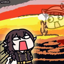 afterimage animated animated_gif azur_lane explosion lowres mikasa_(azur_lane) multiple_girls mutsuki_(azur_lane) mutsuki_face_(azur_lane) nuclear_explosion open_mouth seseren