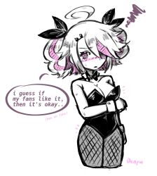 1girl 39chan ahoge denpakun fishnet_pantyhose fishnets leotard pantyhose playboy_bunny signature tagme toriko_(39chan) utau